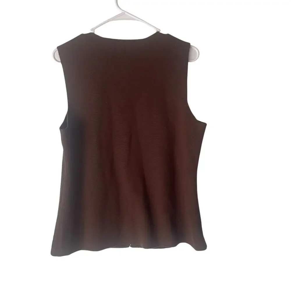 J.h. Collection Y2k Women's Large Brown Leather Western Boho‎ Vest